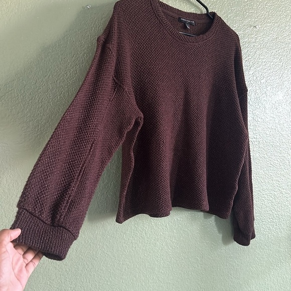 BANANA REPUBLIC Dark Brown Crew Neck Cropped Sweater Size L - Picture 6 of 6